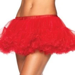 Leg Avenue Tu Tu's Puffy Chiffon Mini Petticoat Red