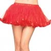 Leg Avenue Pleated Satin Trim Petticoat Red Tu Tu's