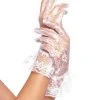 Leg Avenue Wrist Length Lace Gloves With Ruffle, White