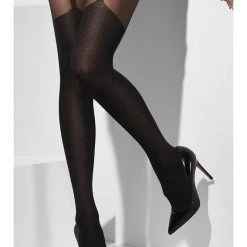 Smiffys Opaque Tights, Suspender Print Halloween Hosiery