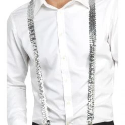 Smiffys Sequin Braces, Silver