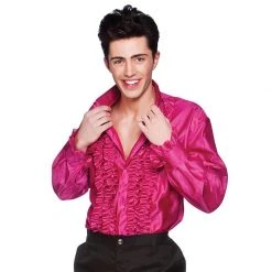 Wicked Male Costumes Disco Ruffle Shirt, Pink