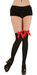 Wicked Thigh Highs With Bow, Black-Red Hoisery