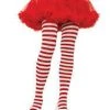 Leg Avenue Plus Size Stripe Tights, White And Red Halloween Hosiery